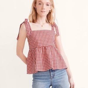 Madewell Rosalie check seersucker tie strap top